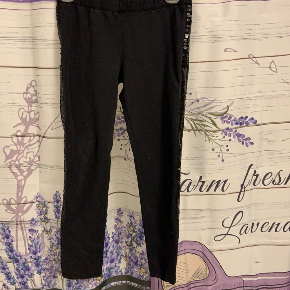 Girls Black Pants with sequins stripe. Size 14